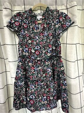 Hunter Bell - Floral Tiered Ruffle Dress for Girls - Navy Multicolor